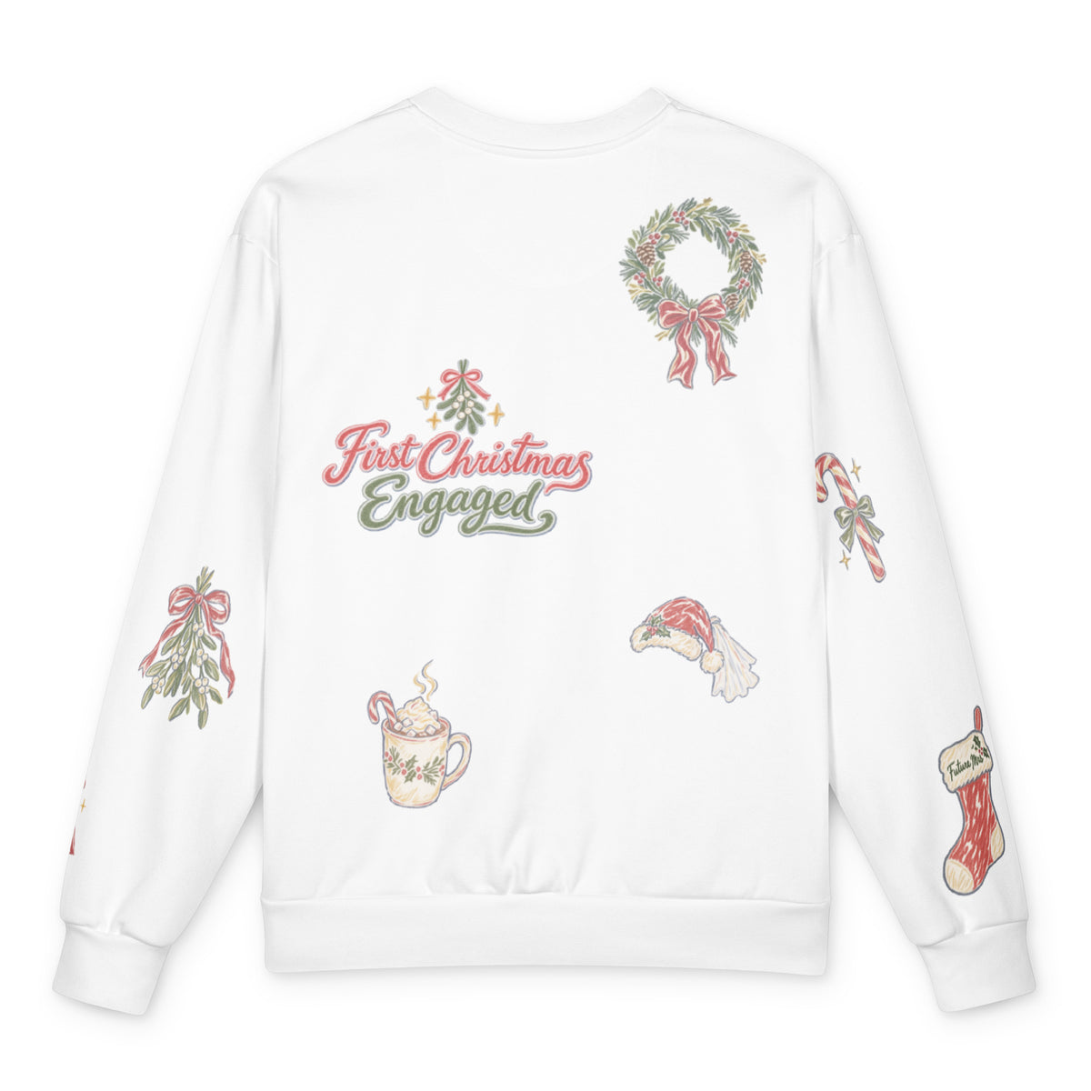 Merry and Engaged Doodles Sweatshirt, flat back