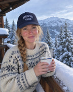 Apres Ski Club embroidered dad cap on a bachelorette trip with the crew