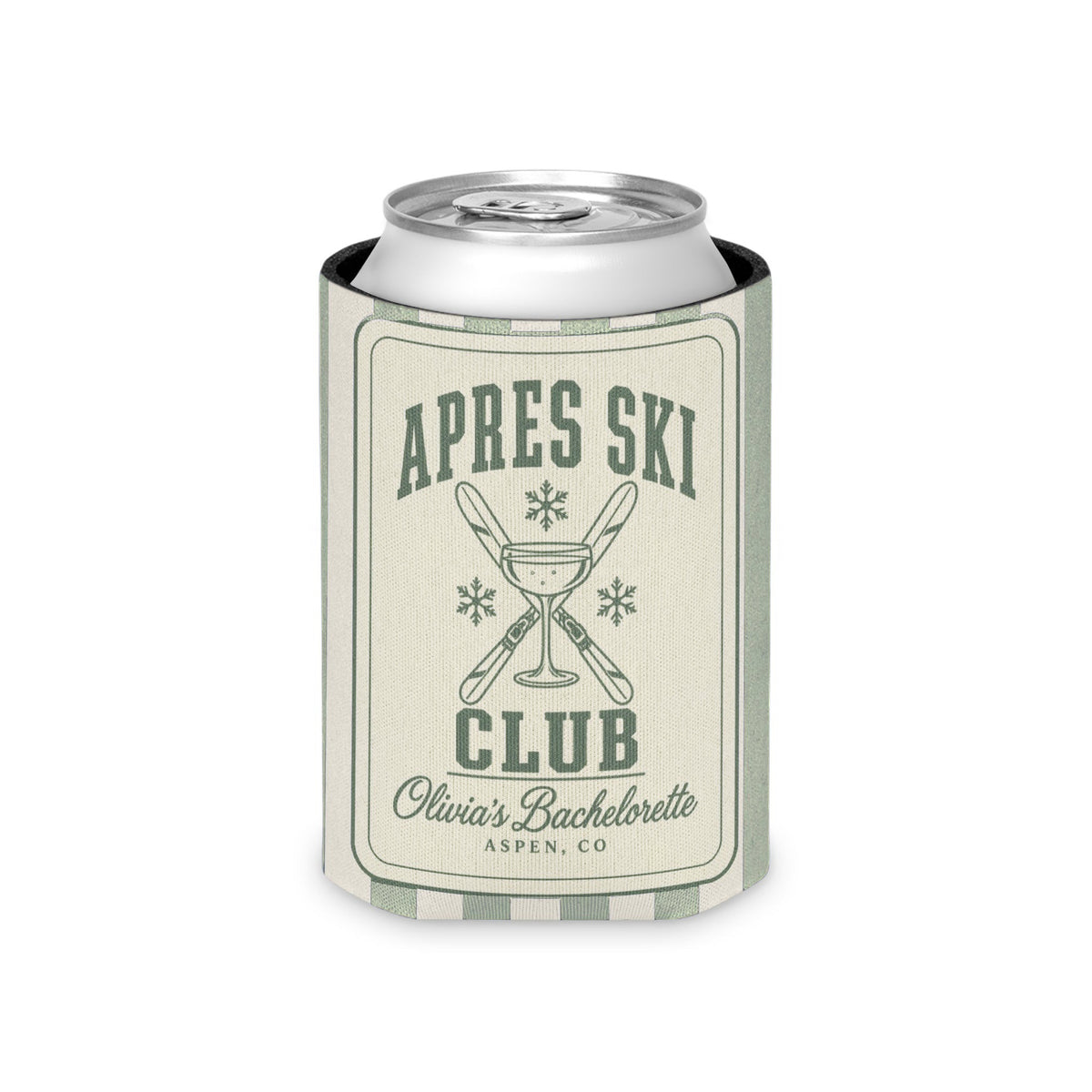 Apres Ski Club striped can cooler, Bay