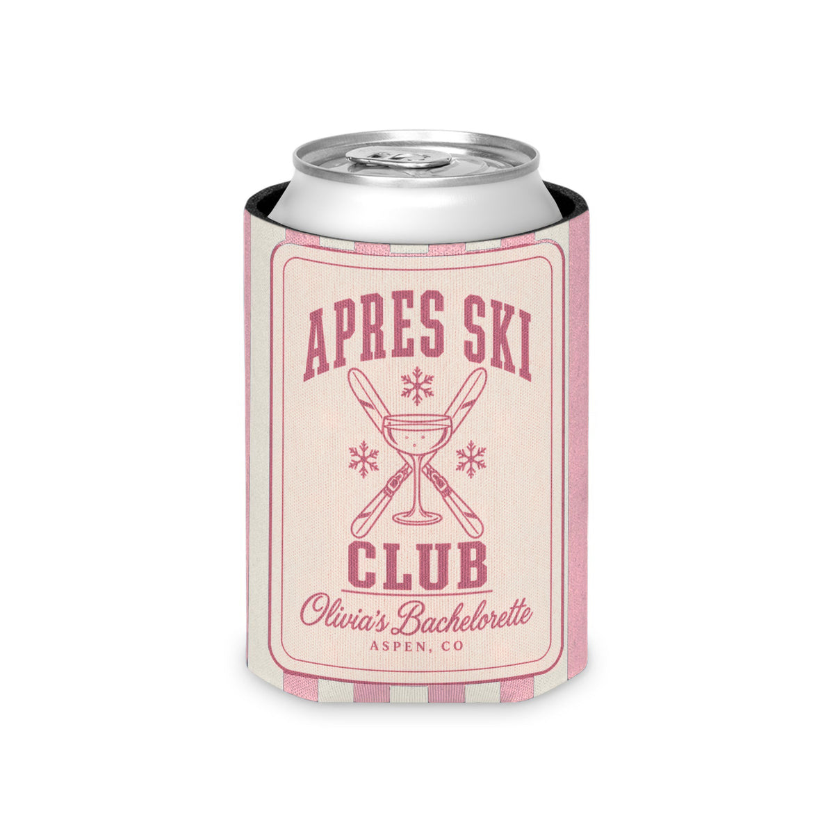 Apres Ski Club striped can cooler, Blossom