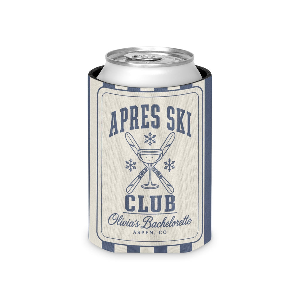 Apres Ski Club striped can cooler, Blue Jean