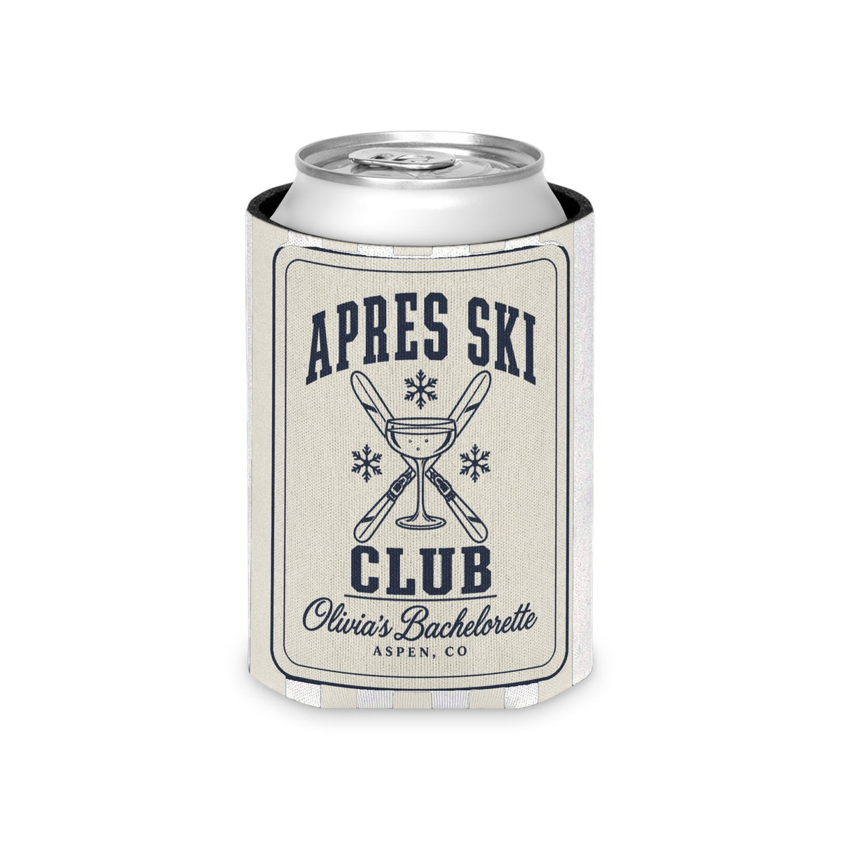Apres Ski Club striped can cooler, Bride