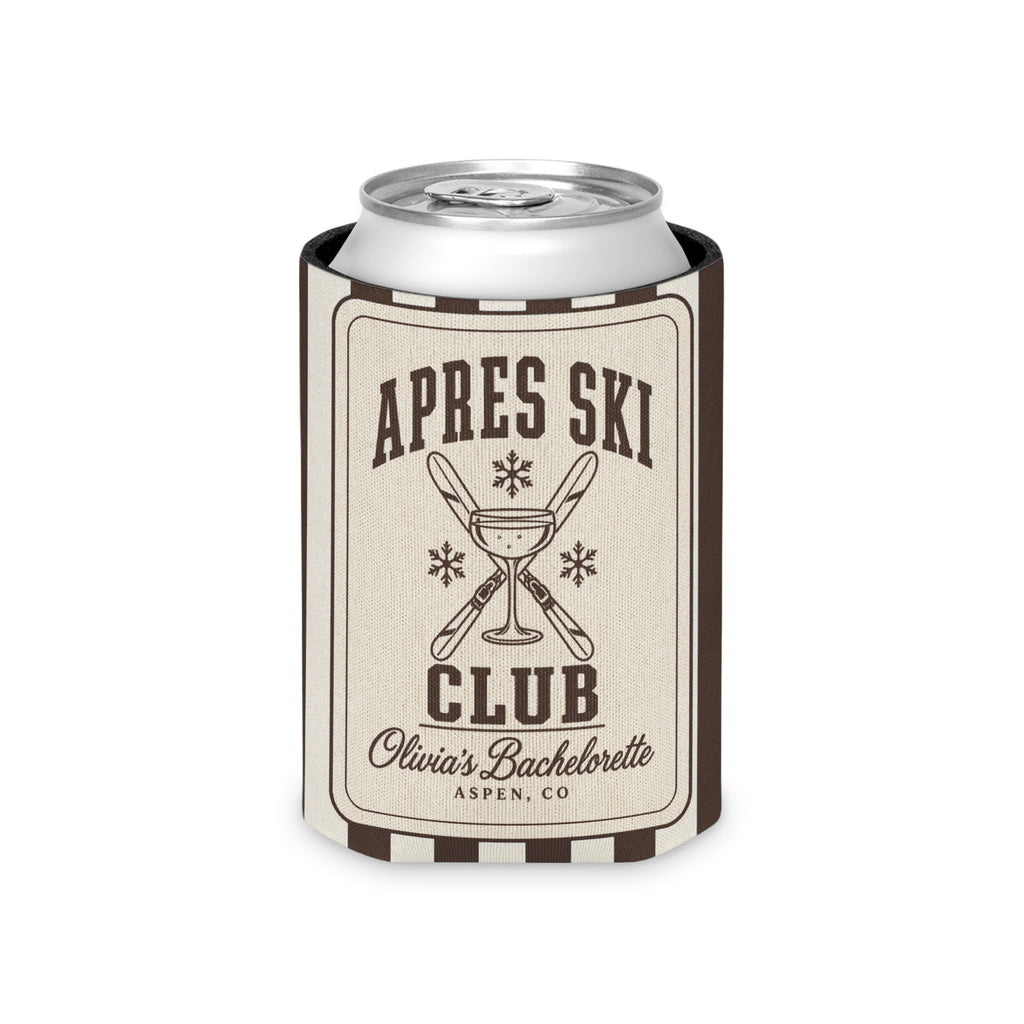 Apres Ski Club striped can cooler, Espresso