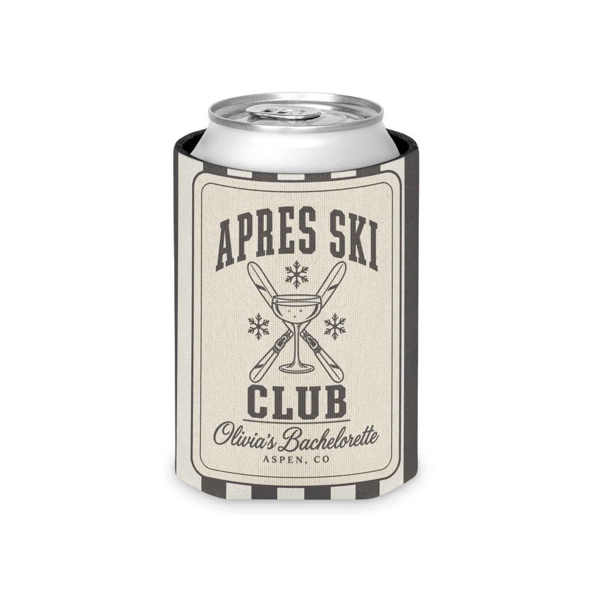 Apres Ski Club striped can cooler, Pepper