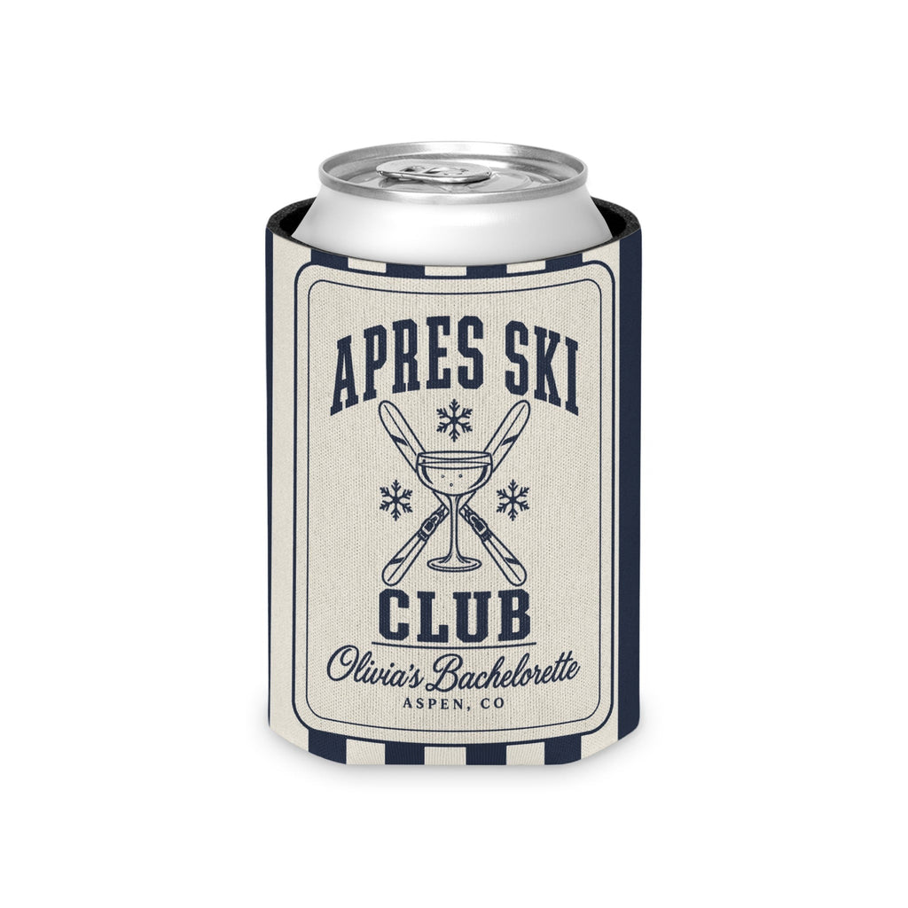 Apres Ski Club striped can cooler, True Navy