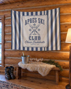 Apres Ski Club wall tapestry on a bachelorette trip with the crew