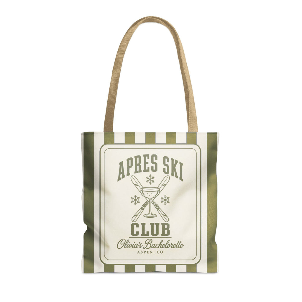 Apres Ski Club striped tote bag, Moss