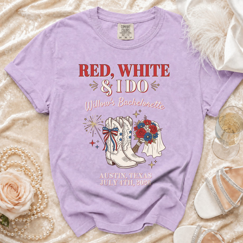 Red, White & I Do Willow's Bachelorette Austin Texas July 4th, 2026 t-shirt.