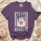 Purple t-shirt with "I do Boo for YOU" and a floral ghost graphic.