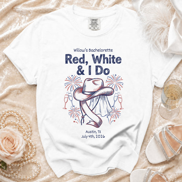 Red, White & I Do" Bachelorette T-shirt in White