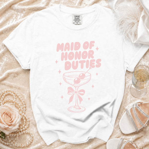 Maid of Honor Duties T-Shirt in White