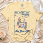 Willow's Bachelorette "Red, White & I Do" graphic tee with New York cart design.