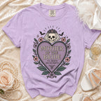 Purple t-shirt with "Mother of the Bride 'Til Death (Do Us Party)" graphic.