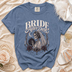 Blue t-shirt with "Bride After