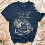 Navy Comfort Colors shirt with "Mother of the Bride" graphic and "Chief Calm Officer" text.