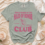 Maid of Honor Club t-shirt with diamond ring graphic and text.