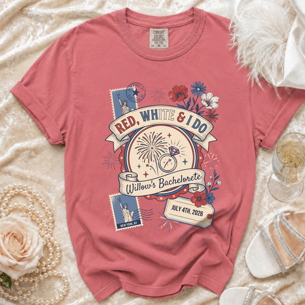 Red, White & I Do Bachelorette T-Shirt in Watermelon