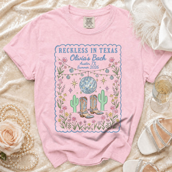 Reckless Texas Disco Cowgirl T-Shirt in Blossom