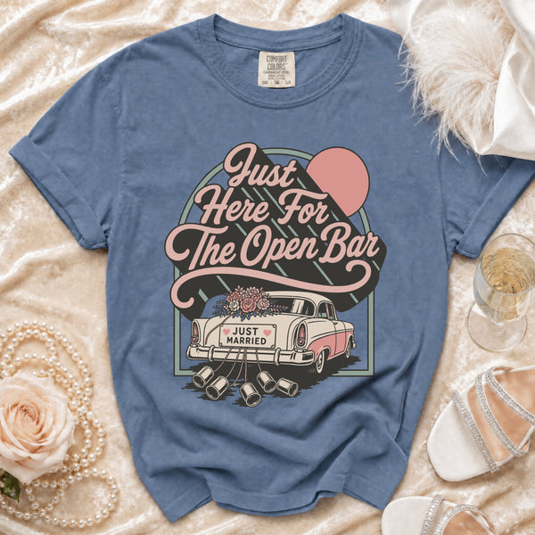 Open Bar Retro T-Shirt in Blue Jean