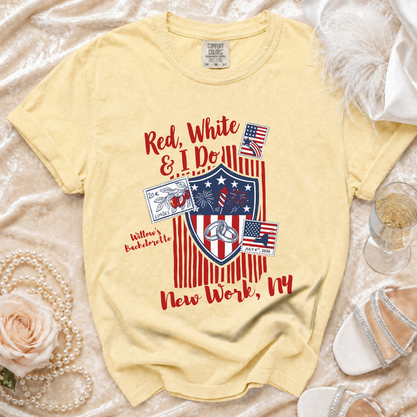 4th of July Red, White & I Do T-shirt in Butter
