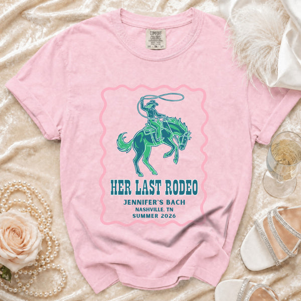 Her Last Rodeo Western Bachelorette T-Shirt in Blossom