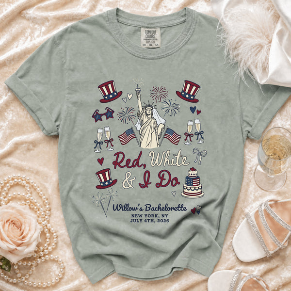 Red, White & I Do Bachelorette Party T-Shirt in Bay