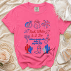 Red, White & I Do bachelorette shirt with bachelorette details in Austin, TX.