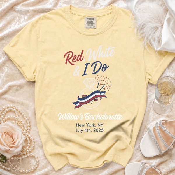 Red, White & I Do" Celebration T-Shirt in Butter