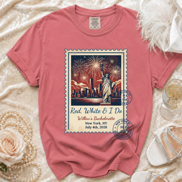 Red, White & I Do NYC Bachelorette T-Shirt in Watermelon