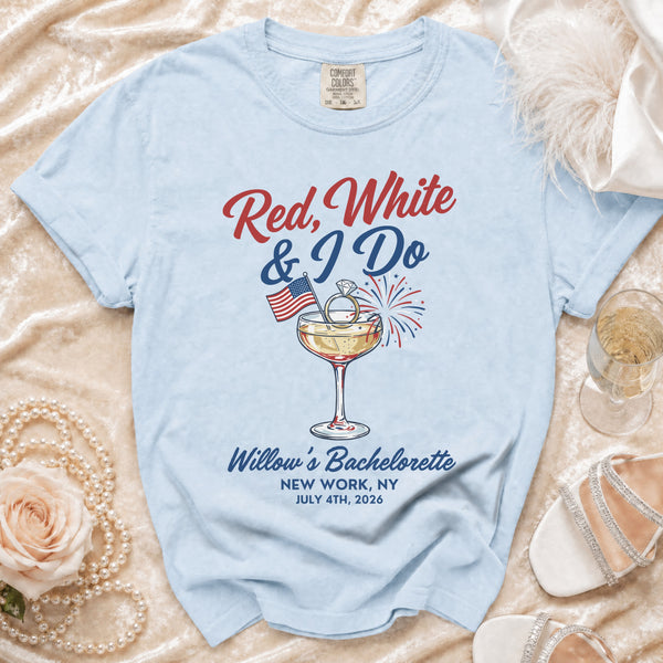 Red, White & I Do Celebration T-Shirt in Chambray