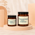 Two brown glass jars with black lids and "Engagement Bliss" labels.