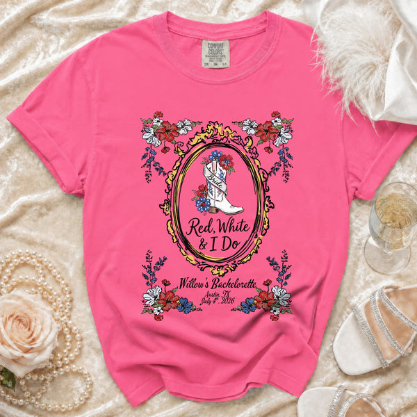Red, White & I Do Bride T-Shirt in Crunchberry