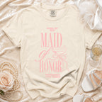 Cream t-shirt with pink text: "Doing My Best", "MAID OF HONOR", and "PROFESSIONAL HYPE WOMAN".