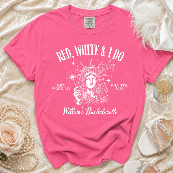 Red, White & I Do Bachelorette T-shirt in Crunchberry