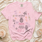 Pink t-shirt with "Mother of the Bride" and spooky dancing text and graphics.