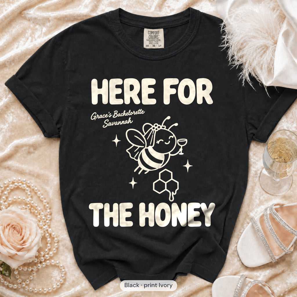 Black Bride To Bee & Here For The Honey bachelorette crew t-shirt