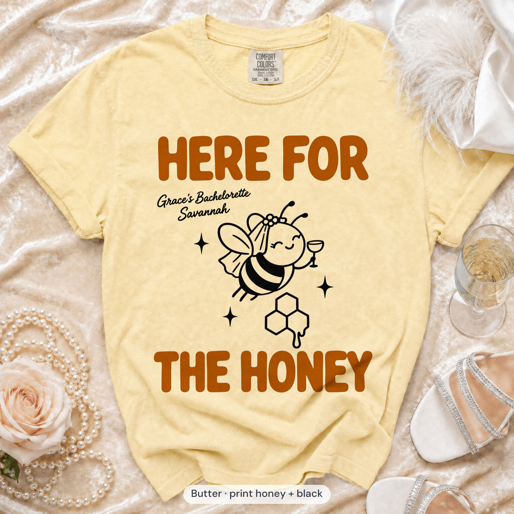 Butter Bride To Bee & Here For The Honey bachelorette crew t-shirt