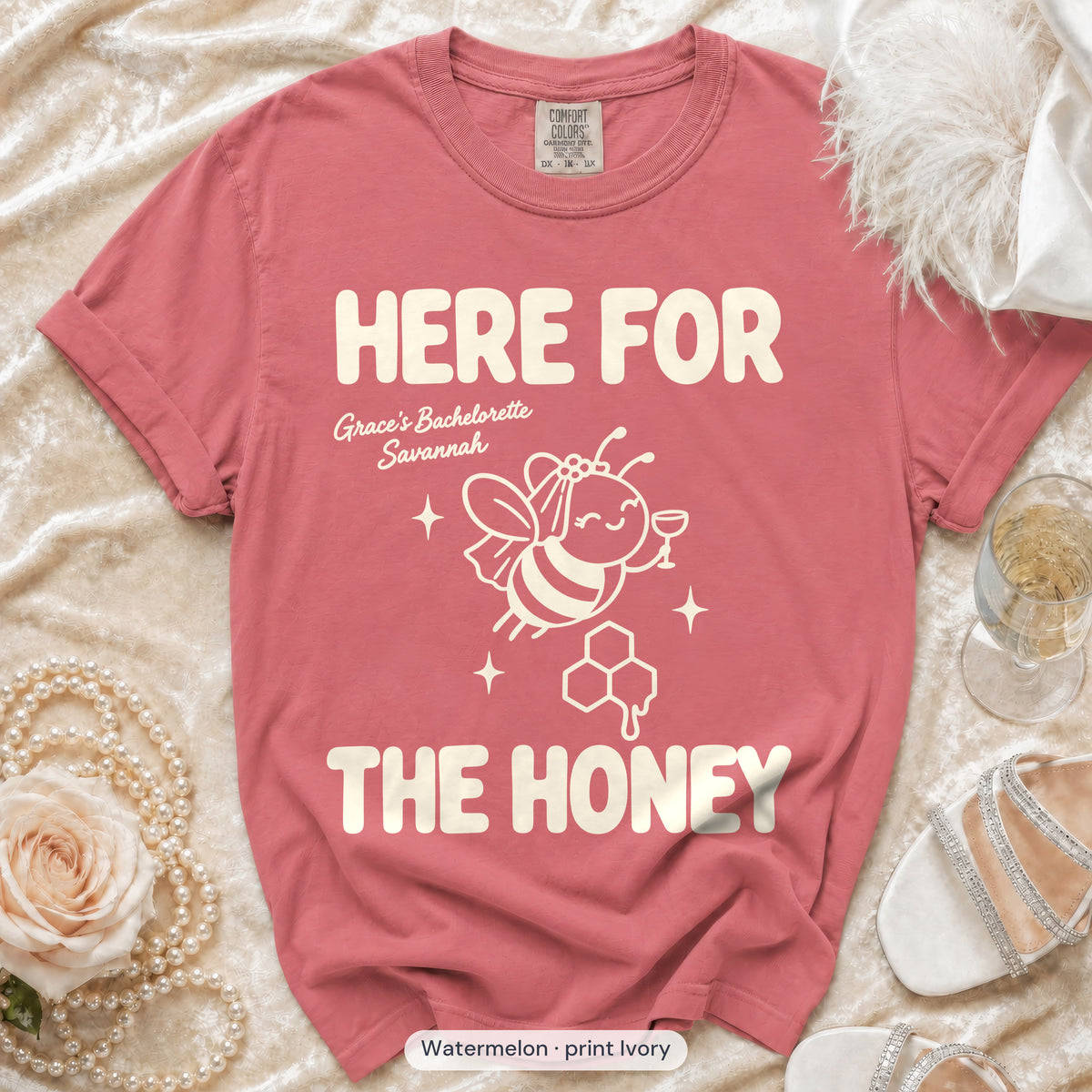 Watermelon Bride To Bee & Here For The Honey bachelorette crew t-shirt