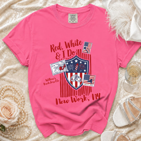 4th of July Red, White & I Do T-shirt in Crunchberry