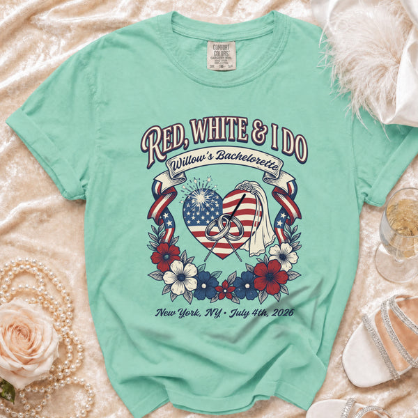 Red, White & I Do Bachelorette T-Shirt in Island Reef