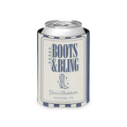 Boots & Bling striped can cooler, Blue Jean