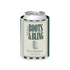 Boots & Bling striped can cooler, Blue Spruce