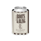 Boots & Bling striped can cooler, Espresso