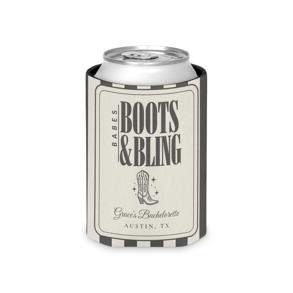 Boots & Bling striped can cooler, Pepper
