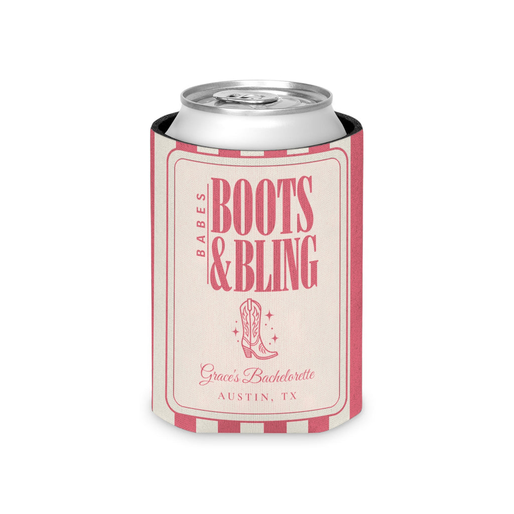 Boots & Bling striped can cooler, Watermelon