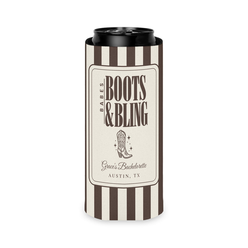 Boots & Bling slim can cooler for tall seltzer cans, Espresso