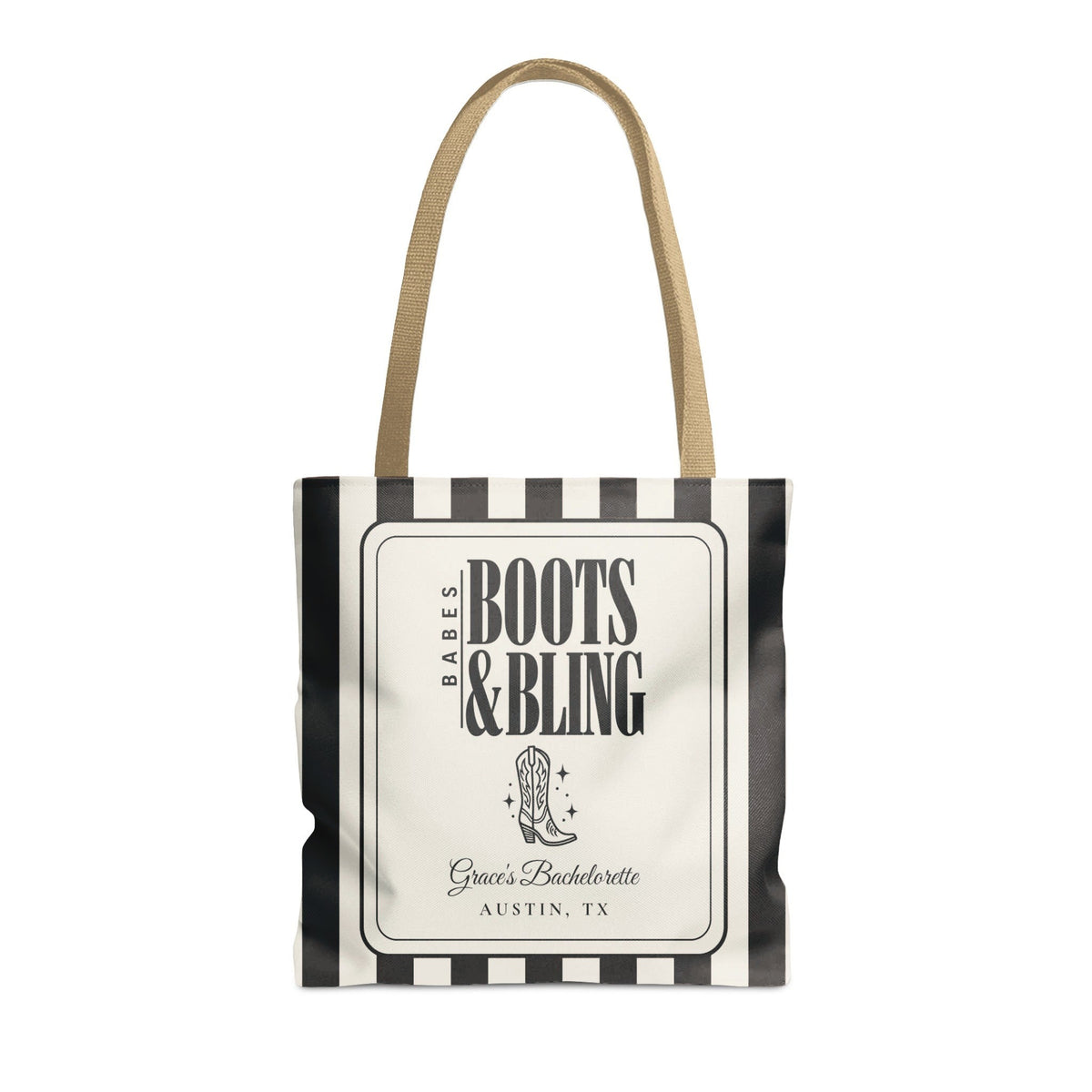 Boots & Bling striped tote bag, Black