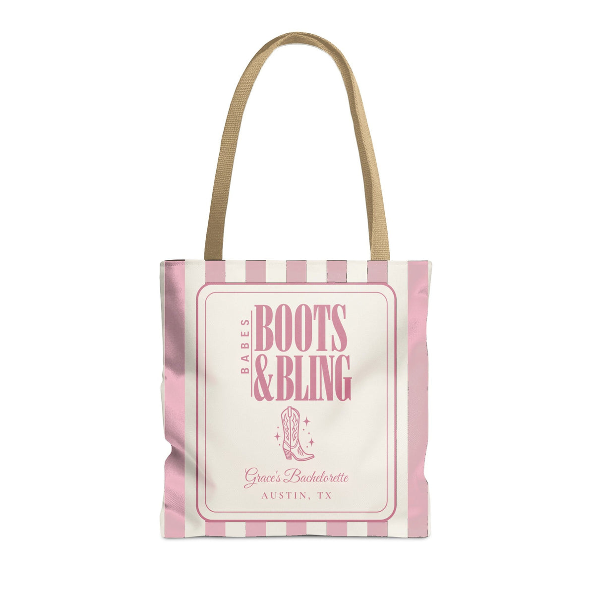 Boots & Bling striped tote bag, Blossom