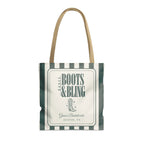Boots & Bling striped tote bag, Blue Spruce