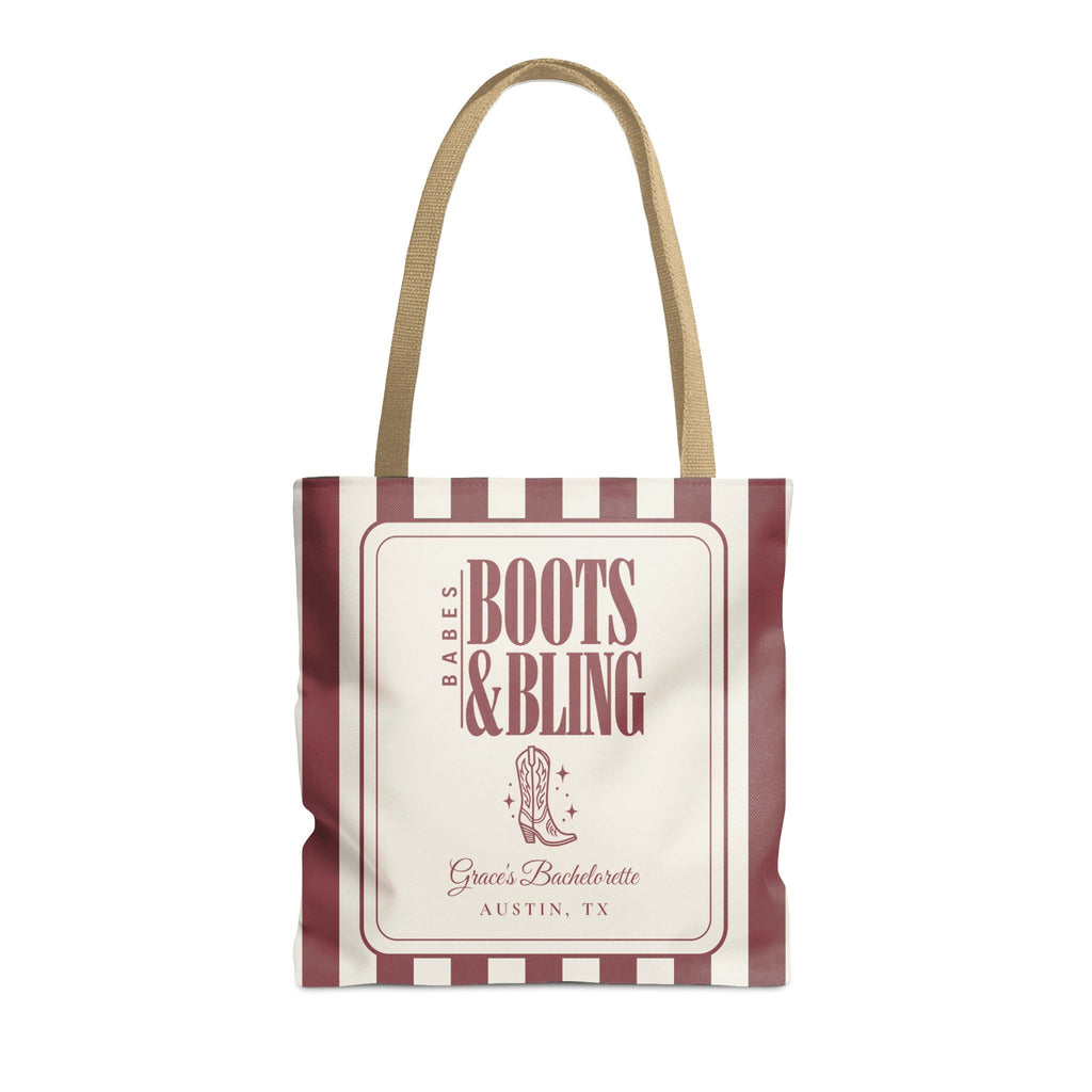 Boots & Bling striped tote bag, Chili